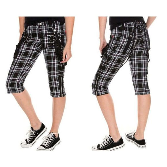 Tripp nyc Pants - Tripp NYC Goth Plaid Cropped Bondage Pant